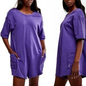 Free People Purple Short Sleeve Romper